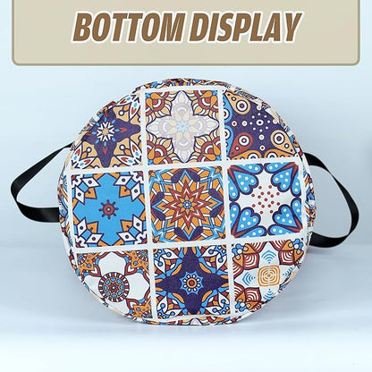 Mexican Tiles Pattern Laundry Basket Mandala Flowers Foldable Oxford Cloth Funny Tote Bag Laundry Hamper Clothes Storage Bucket Toy Organizer For Bathroom/Laundry Storage/Bedroom 17.7x13.7