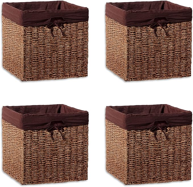 Trademark Innovations Foldable Storage Basket Brown 12"L x 12"W x 12"H