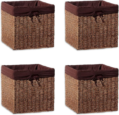 Trademark Innovations Foldable Storage Basket Brown 12"L x 12"W x 12"H