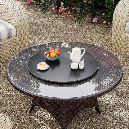 27.6" Lazy Susan Turntable – 360° Sinteredstone Silent Anti-Slip Turntable, Table Top Centerpiece for Kitchen, Pantry, Spice Rack, Refrigerator & Dining Table, Black