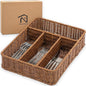 Silverware Drawer Organizer, Kitchen Utensil Organizer - Resin Wicker, Toffee
