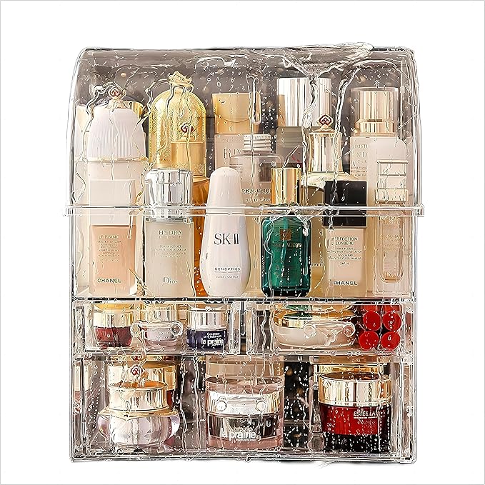 Professional Large Cosmetic Makeup Organizer Dust Water Proof Cosmetics Storage Display Case with Drawers (12.5" H x 9.5" Wx 6.4" D)