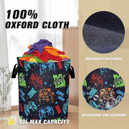 Game Machine Laundry Basket Funny Color Foldable Oxford Cloth Tote Bag Laundry Hamper Clothes Storage Bucket Organizer For Bathroom/Laundry Storage/Bedroom Storage Basket 17.7x13.7